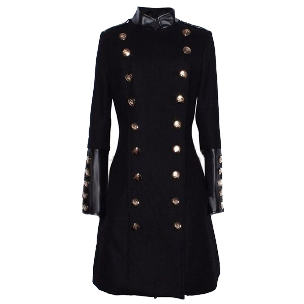 Black military coat ladies best sale